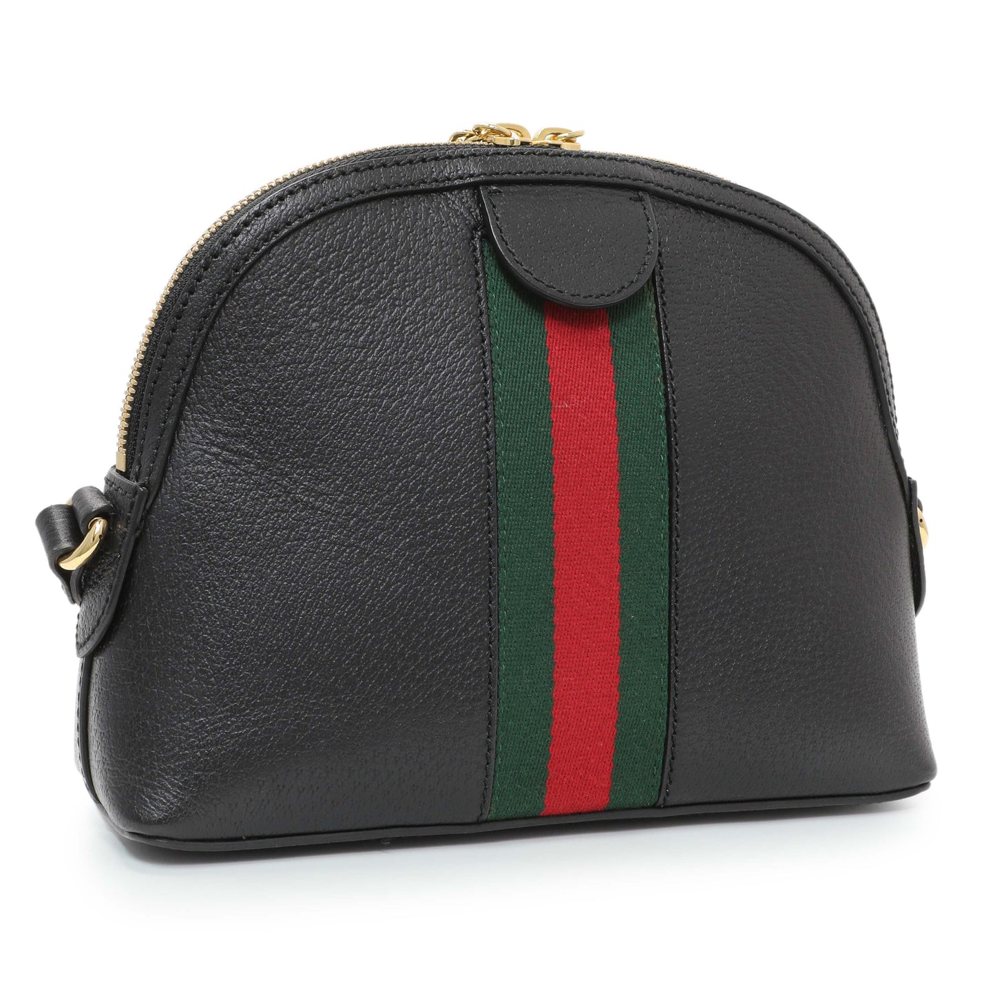 Exclusive Gucci Black Calfskin GG Web Small Dome Shoulder Bag — Side View