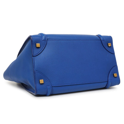 Exclusive Celine Blue Smooth Calfskin Mini Luggage Tote — Back View