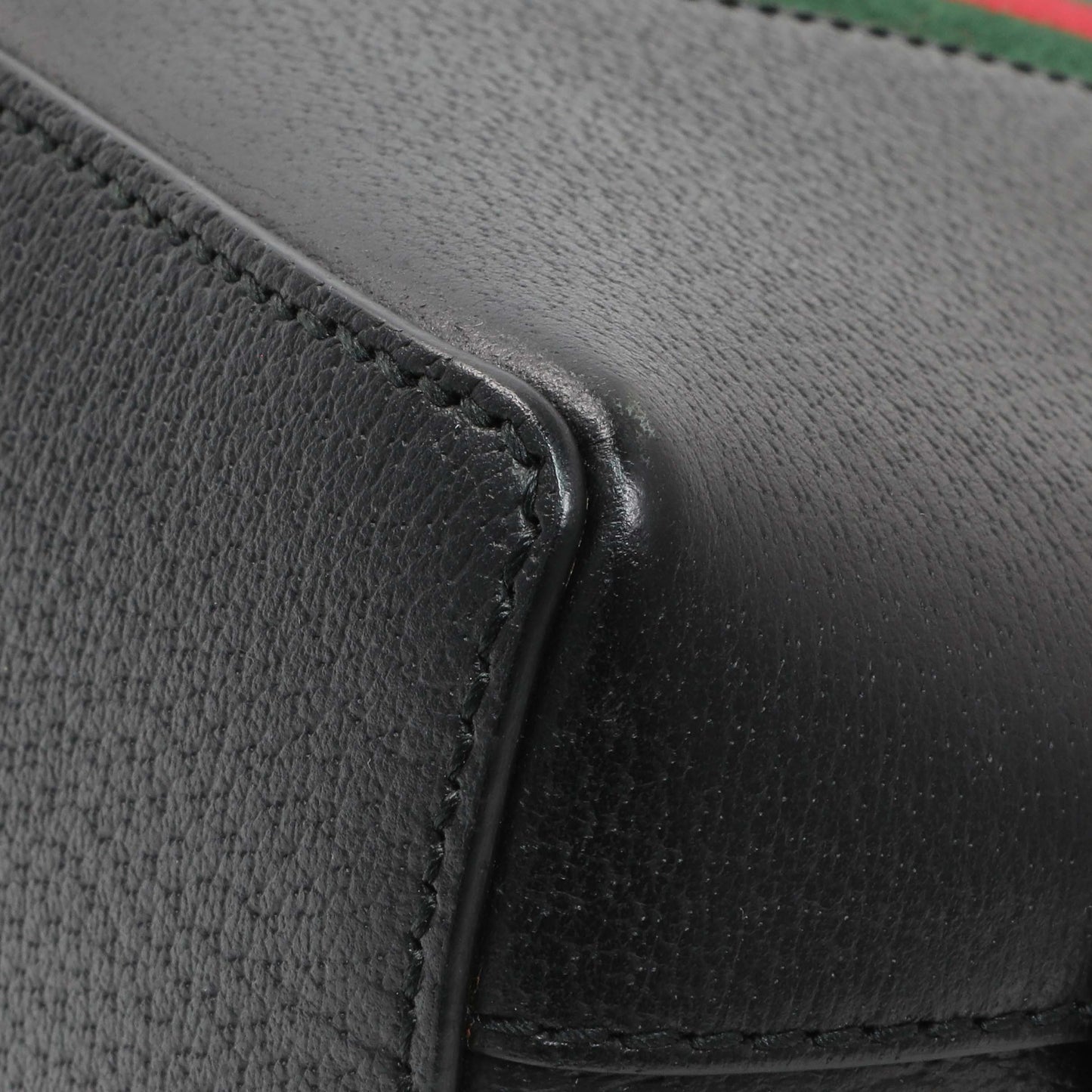 Exclusive Gucci Black Calfskin GG Web Small Dome Shoulder Bag — Detail View