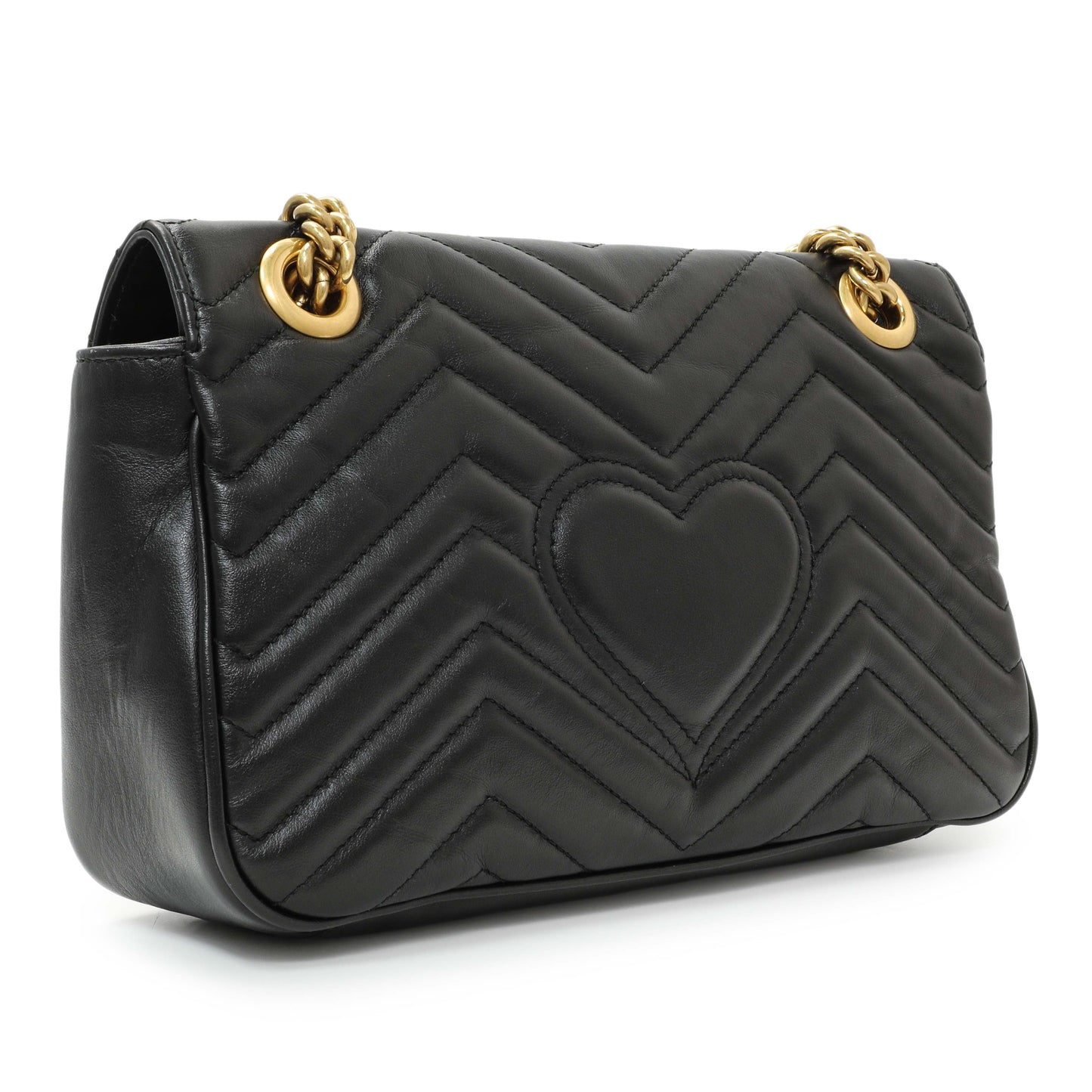 Exclusive Gucci Black Calfskin Matelasse Small GG Marmont Shoulder Bag — Side View