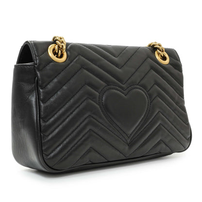Exclusive Gucci Black Calfskin Matelasse Small GG Marmont Shoulder Bag — Side View
