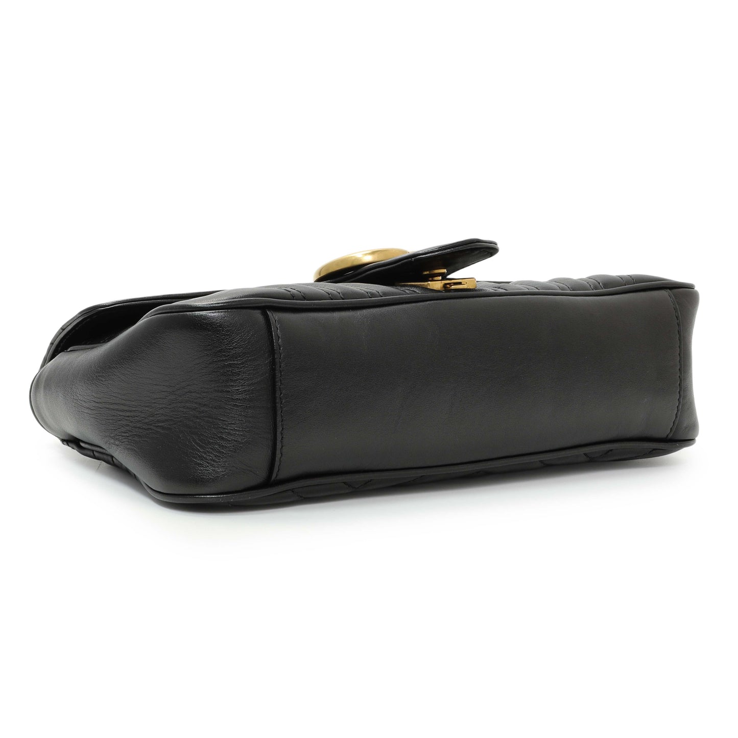 Exclusive Gucci Black Calfskin Matelasse Small GG Marmont Shoulder Bag — Back View