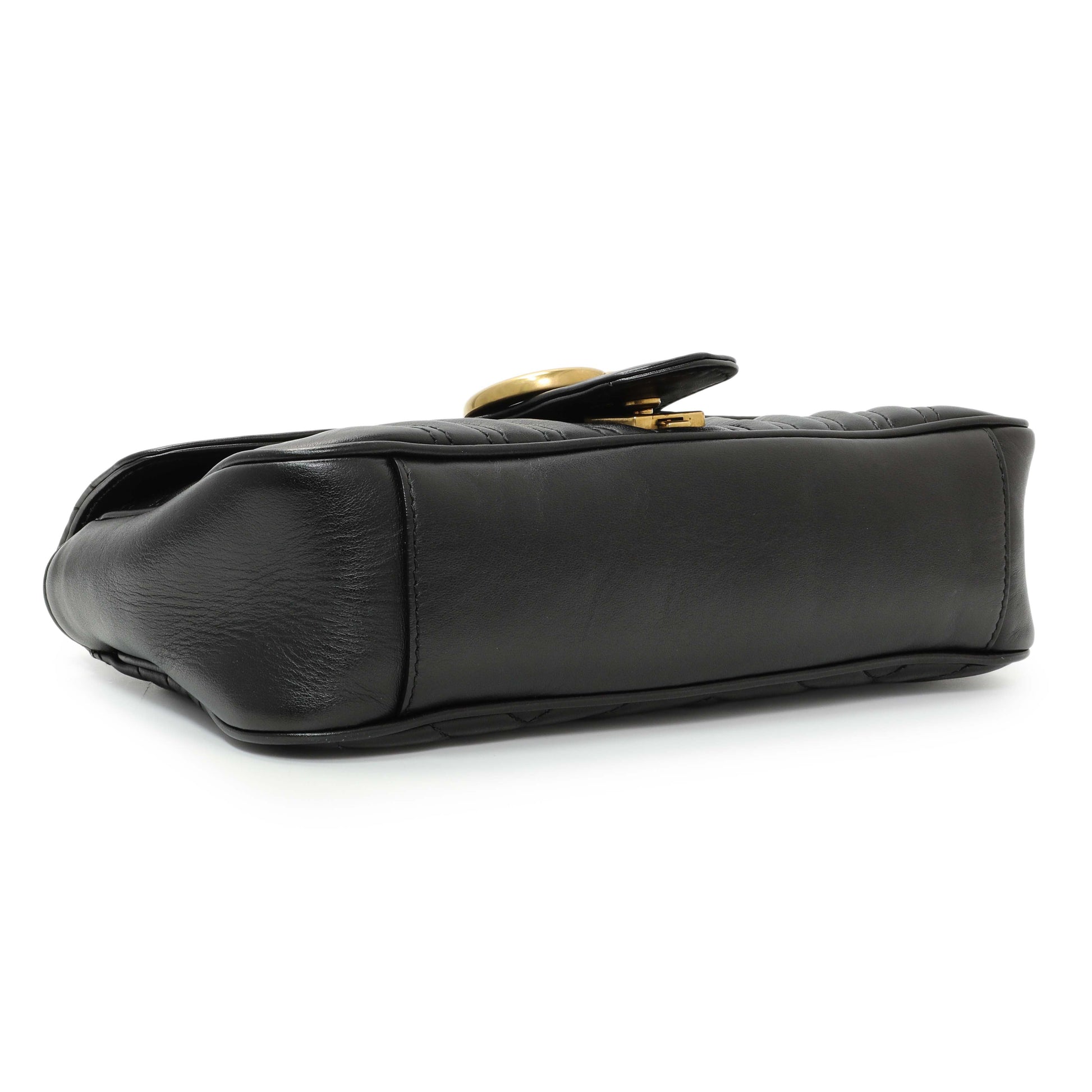 Exclusive Gucci Black Calfskin Matelasse Small GG Marmont Shoulder Bag — Back View