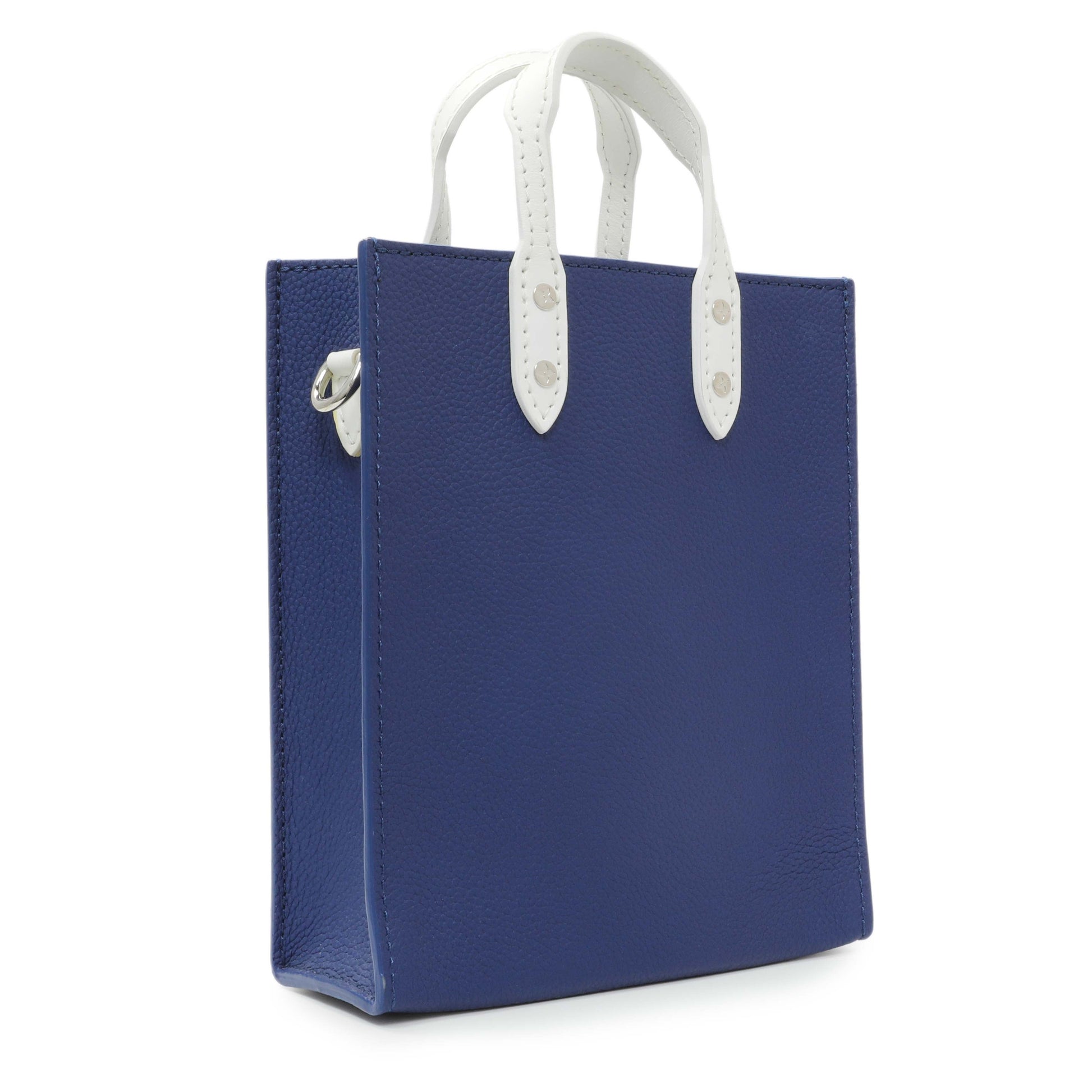 Exclusive Louis Vuitton Blue Calfskin Virgil Abloh Sac Plat XS — Side View