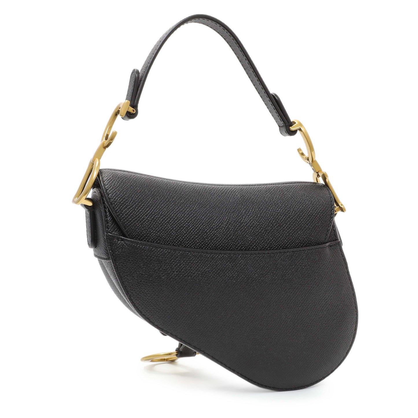 Exclusive Christian Dior Black Grained Calfskin Mini Saddle Bag — Side View