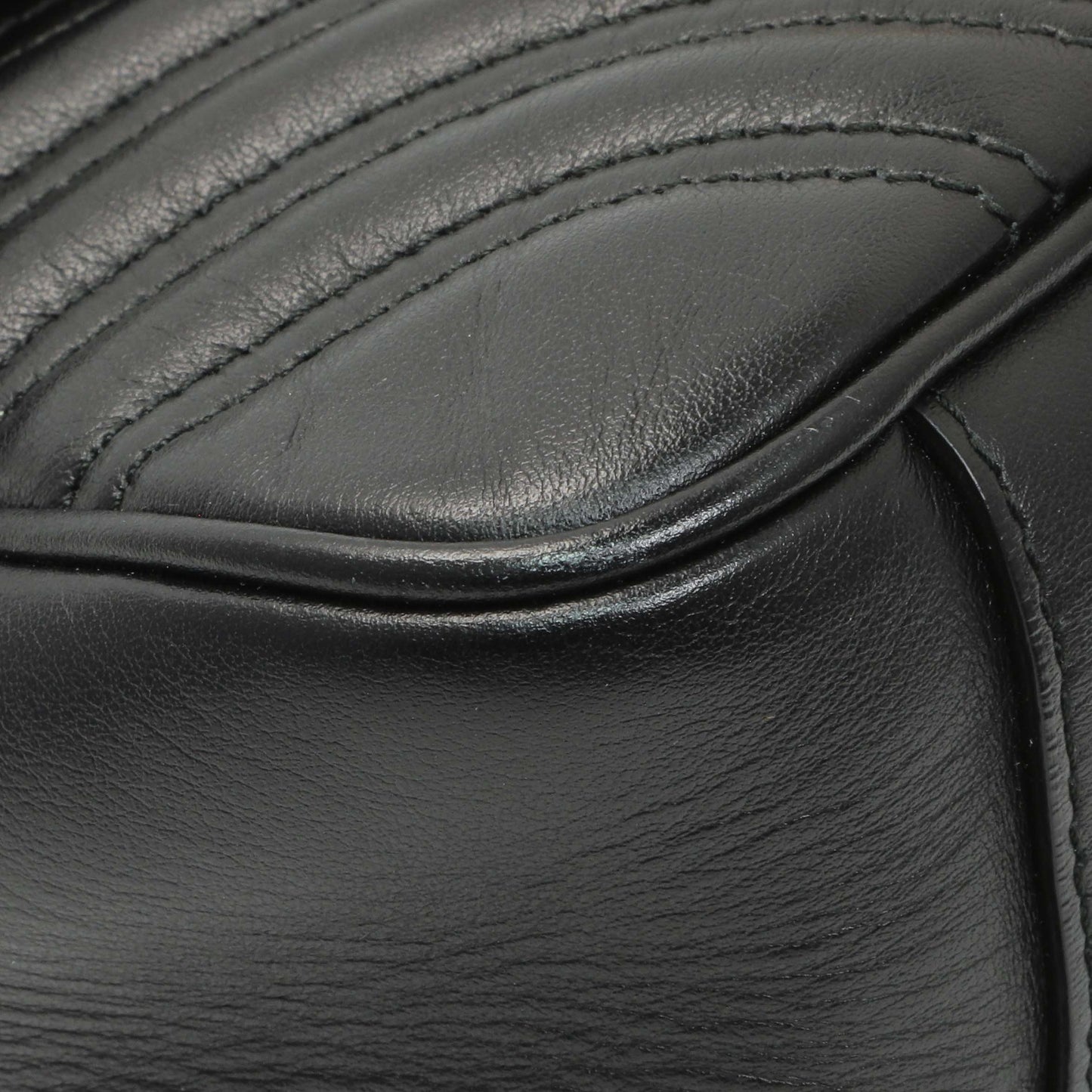 Exclusive Gucci Black Calfskin Matelasse Small GG Marmont Shoulder Bag — Top View