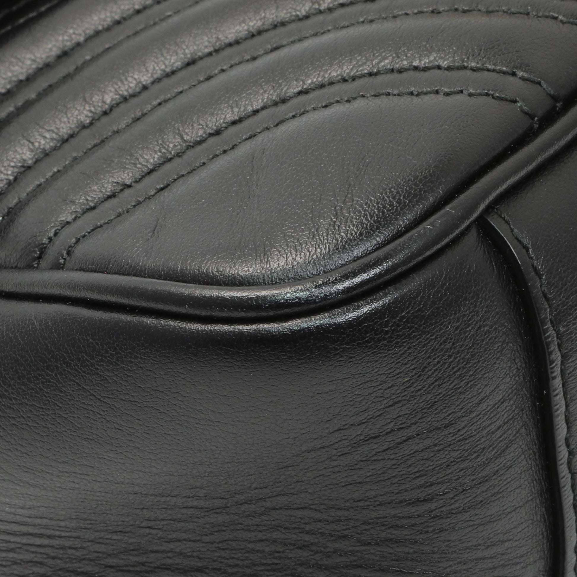 Exclusive Gucci Black Calfskin Matelasse Small GG Marmont Shoulder Bag — Top View