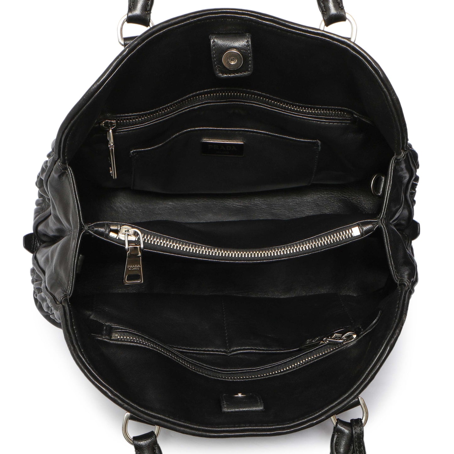 Exclusive Prada Black Nappa Gaufre Double Handle Tote — Alternate View 8