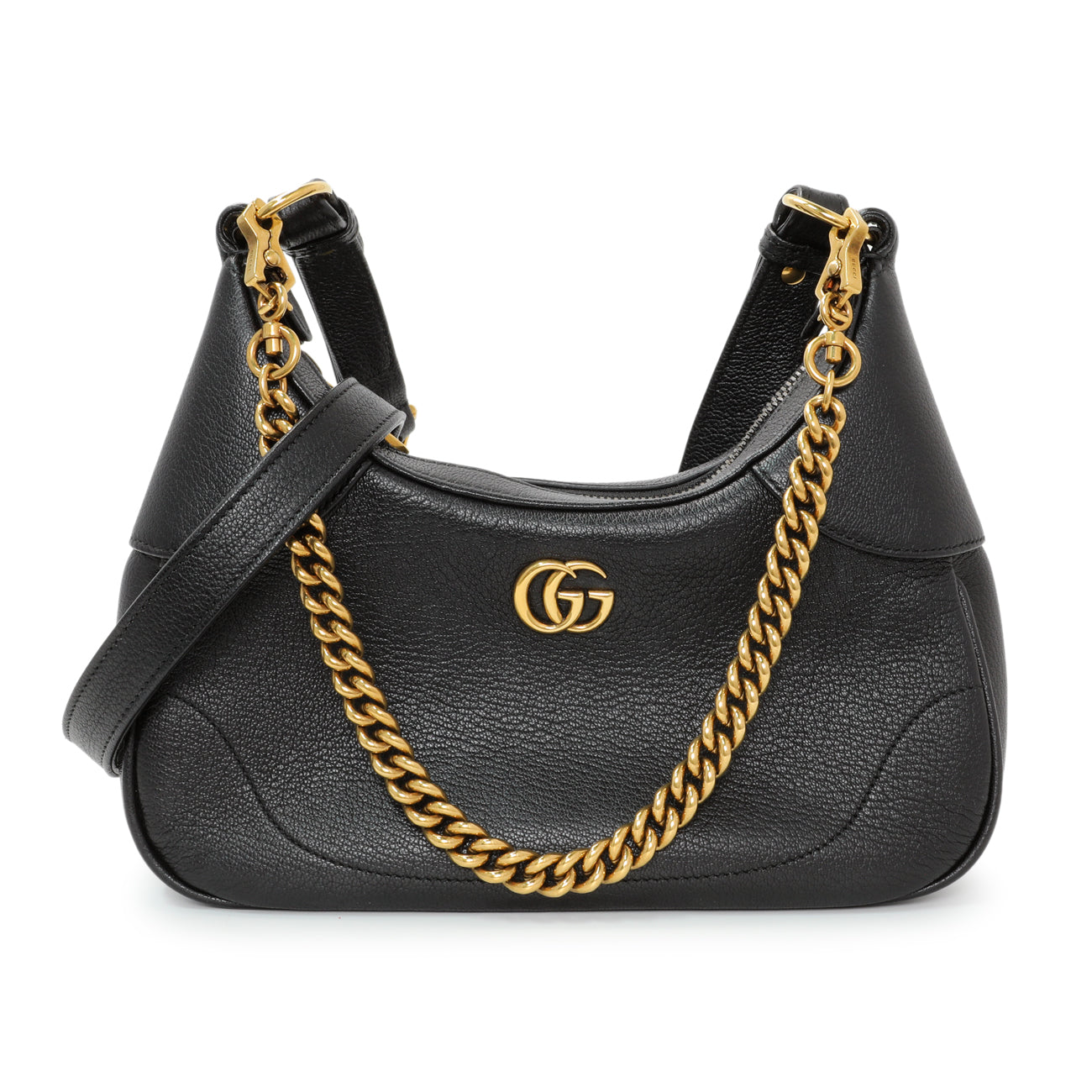 Exclusive Gucci Black Goatskin Small Aphrodite Shoulder Bag — Front View