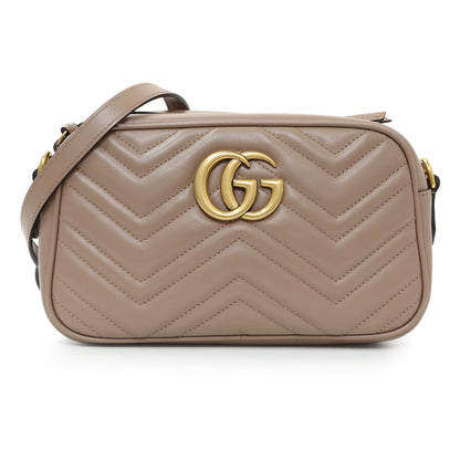 Exclusive Gucci Porcelain Rose Calfskin Matelasse Small GG Marmont Chain Shoulder Bag — Front View