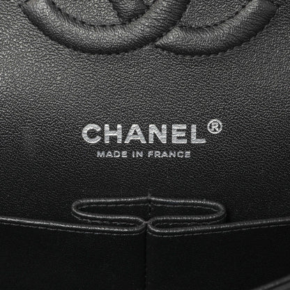 Exclusive Chanel Black Pink Quilted Patent Medium Classic Double Flap — Detail View