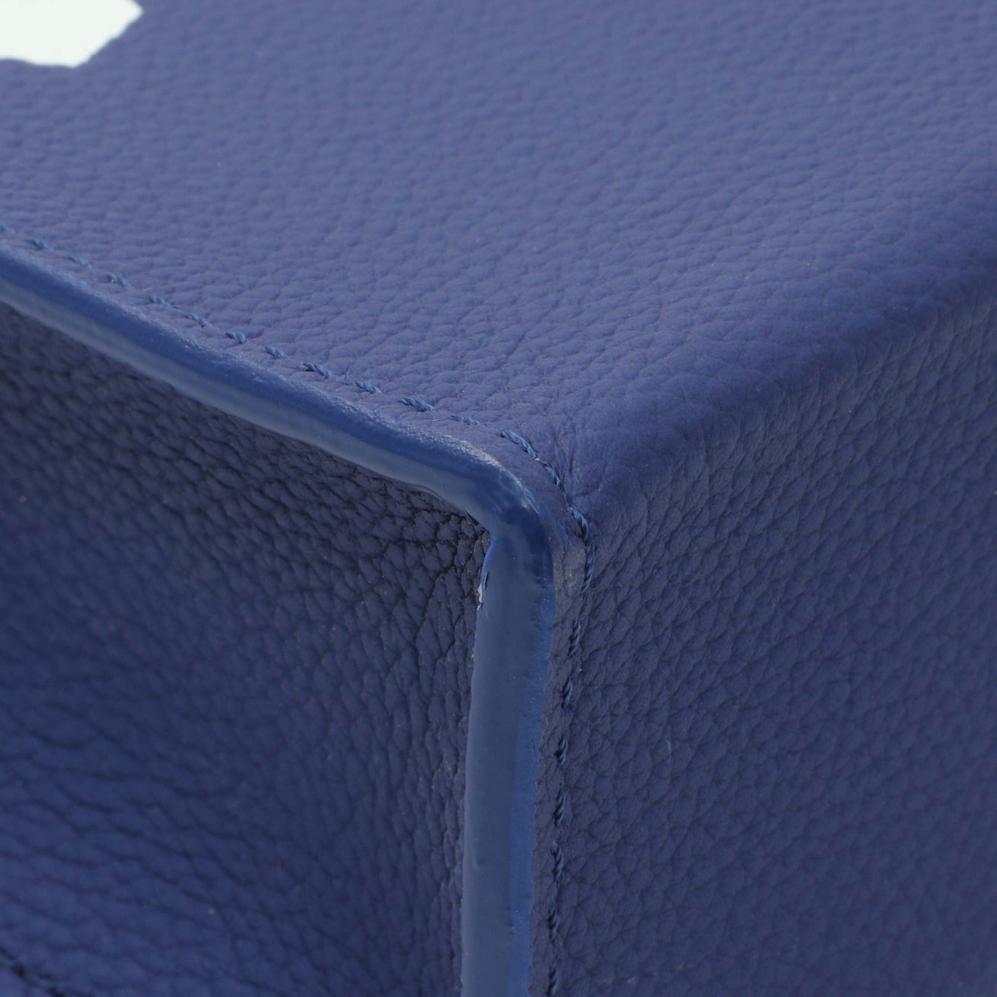 Exclusive Louis Vuitton Blue Calfskin Virgil Abloh Sac Plat XS — Top View