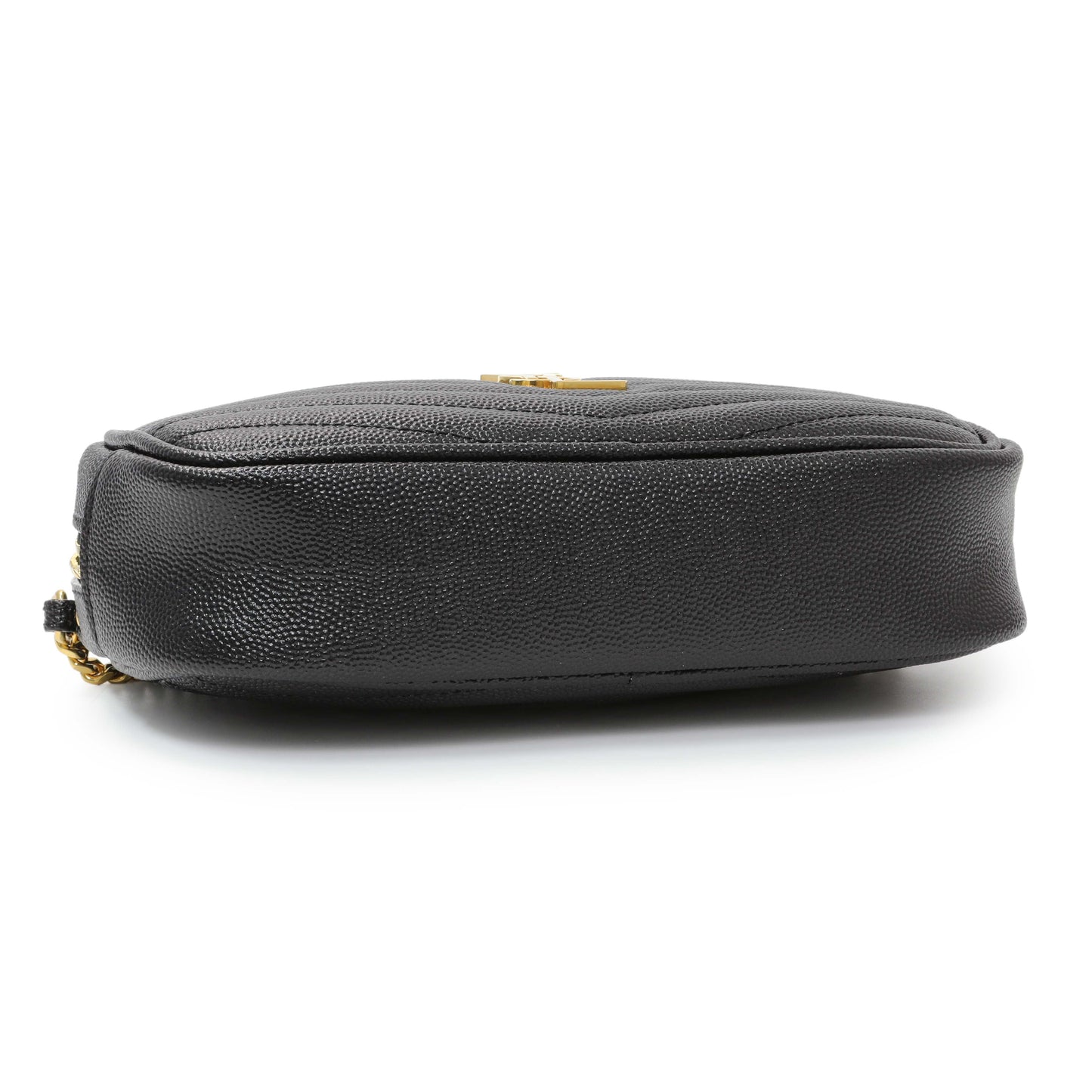 Exclusive Saint Laurent Black Grain De Poudre Matelasse Monogram Mini Lou Camera Bag — Back View