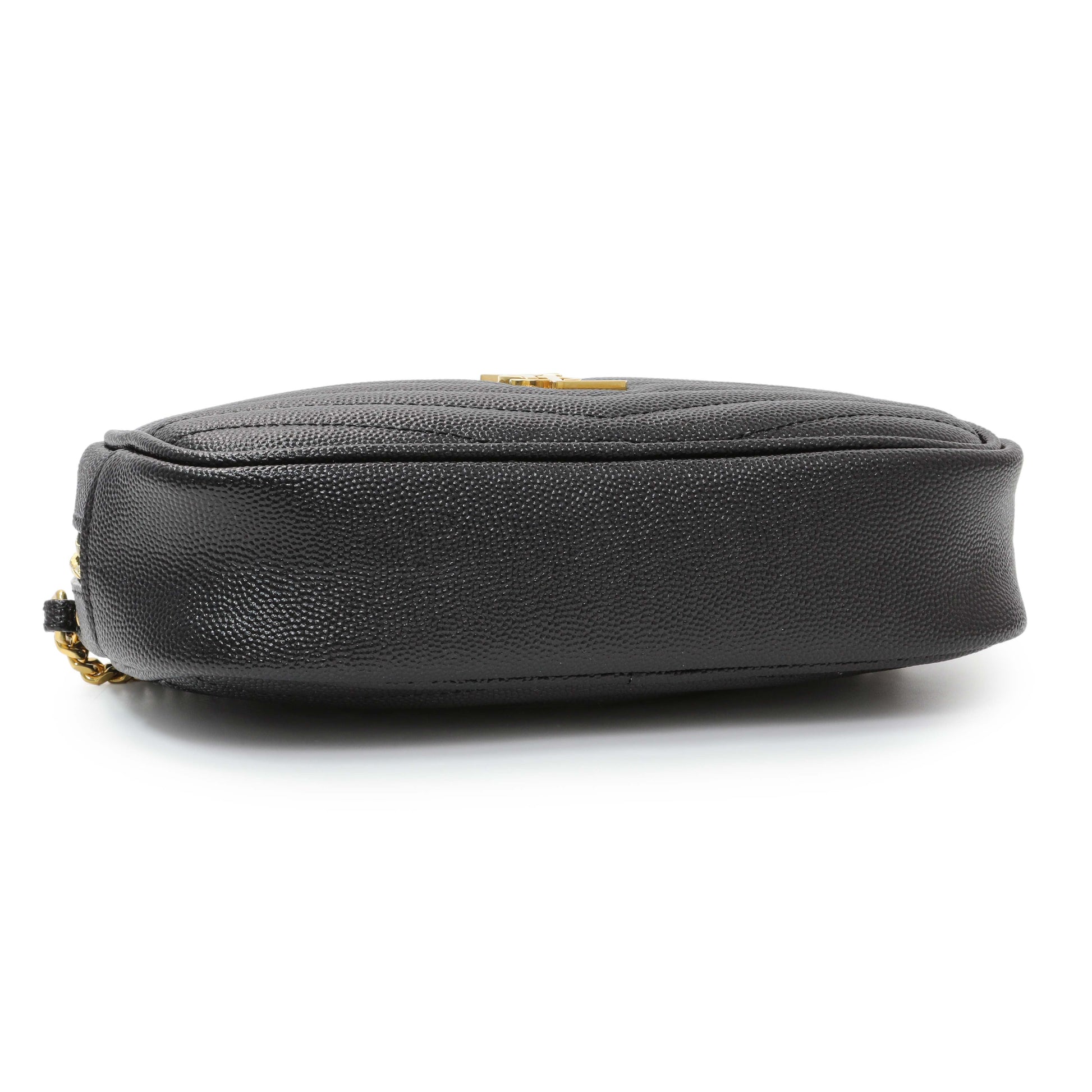 Exclusive Saint Laurent Black Grain De Poudre Matelasse Monogram Mini Lou Camera Bag — Back View