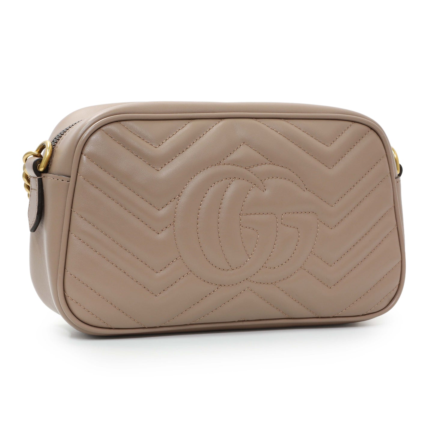 Exclusive Gucci Porcelain Rose Calfskin Matelasse Small GG Marmont Chain Shoulder Bag — Side View