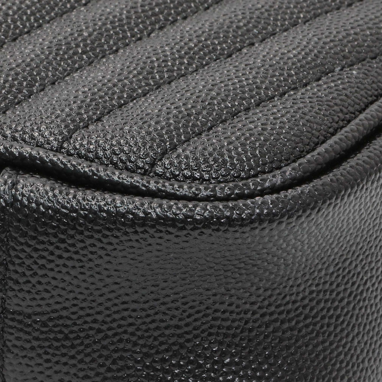 Exclusive Saint Laurent Black Grain De Poudre Matelasse Monogram Mini Lou Camera Bag — Top View