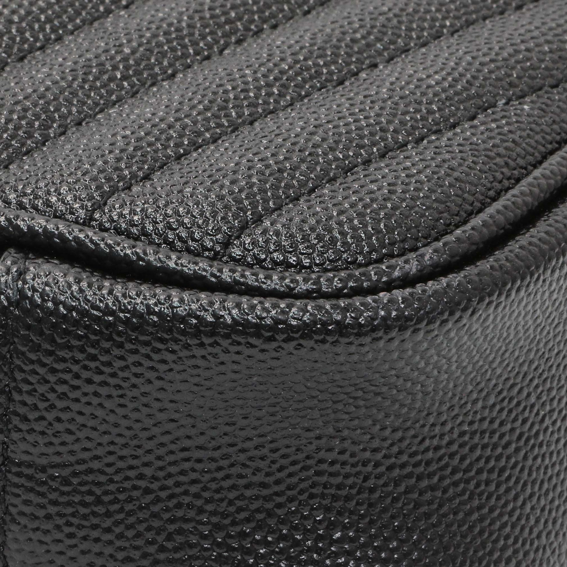 Exclusive Saint Laurent Black Grain De Poudre Matelasse Monogram Mini Lou Camera Bag — Top View