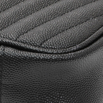 Exclusive Saint Laurent Black Grain De Poudre Matelasse Monogram Mini Lou Camera Bag — Top View