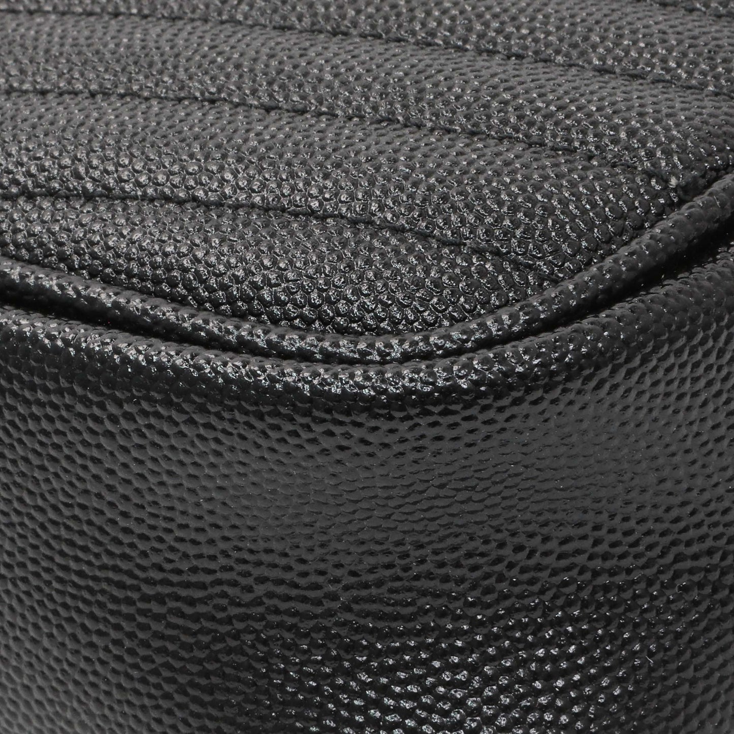 Exclusive Saint Laurent Black Grain De Poudre Matelasse Monogram Mini Lou Camera Bag — Detail View
