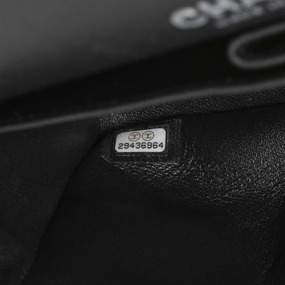 Exclusive Chanel Black Pink Quilted Patent Medium Classic Double Flap — Lifestyle View