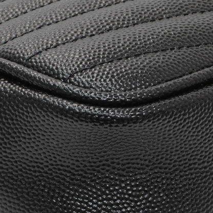 Exclusive Saint Laurent Black Grain De Poudre Matelasse Monogram Mini Lou Camera Bag — Lifestyle View