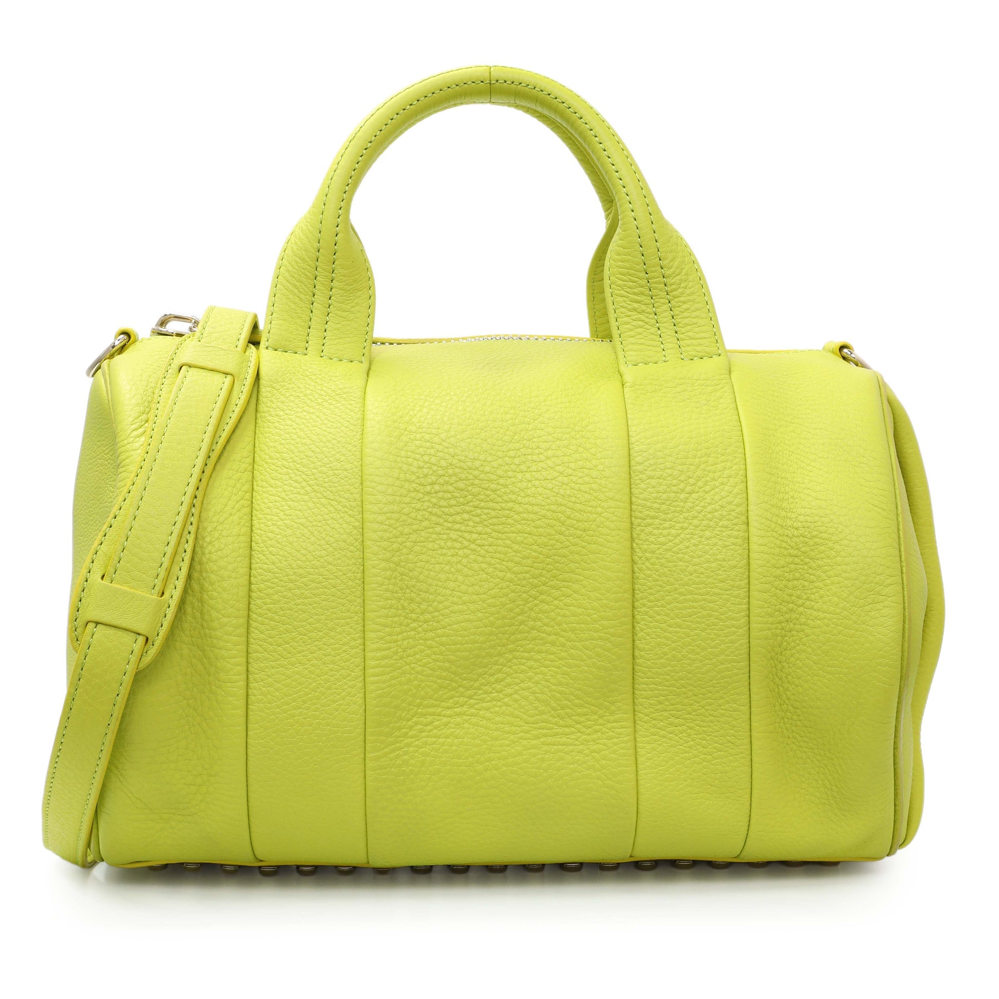 Exclusive Alexander Wang Lime Green Pebbled Lambskin Rocco — Front View