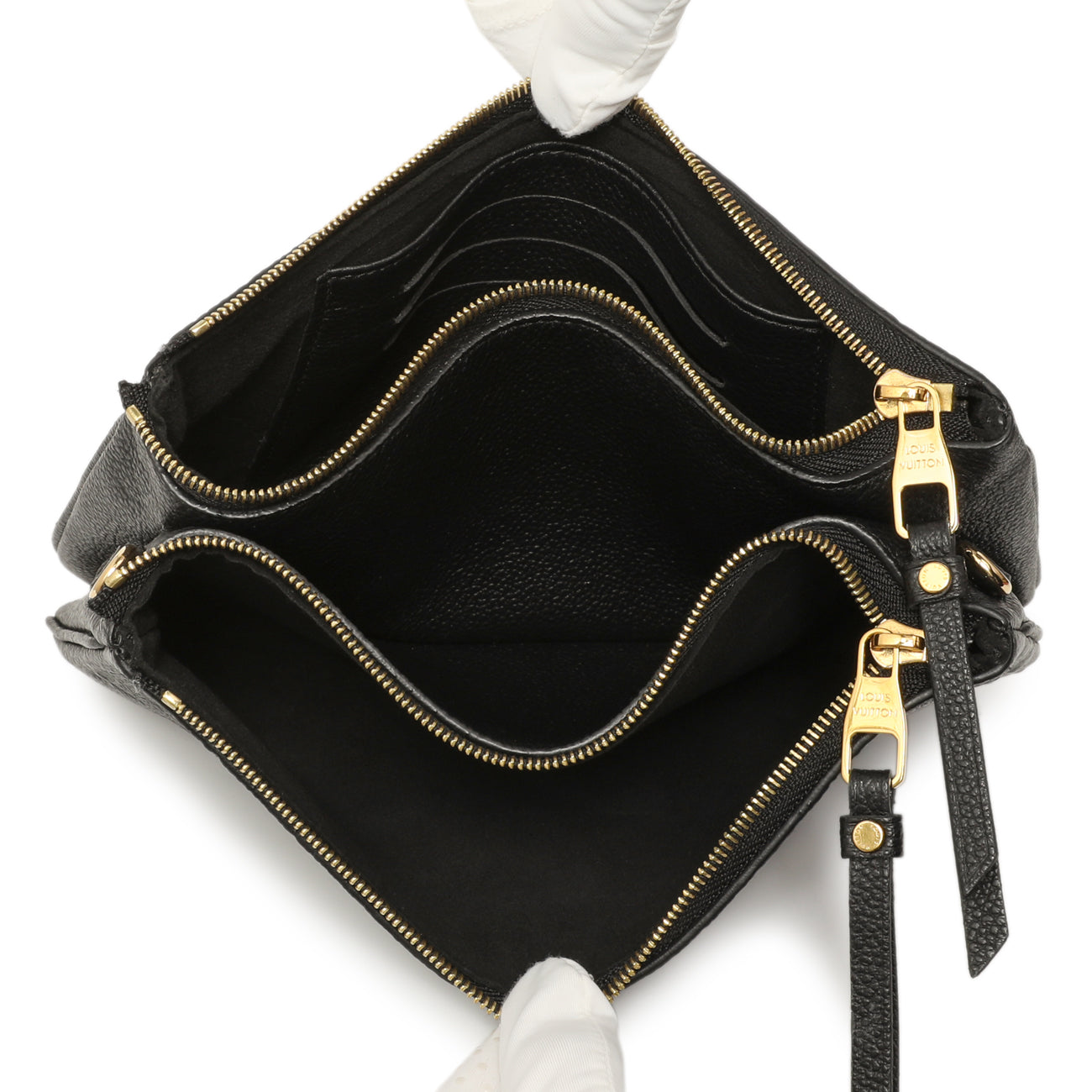 Exclusive Louis Vuitton Black Empreinte Double Zip Pochette — Top View