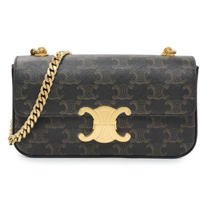 Exclusive Celine Triomphe Canvas Claude Chain Shoulder Bag — Front View
