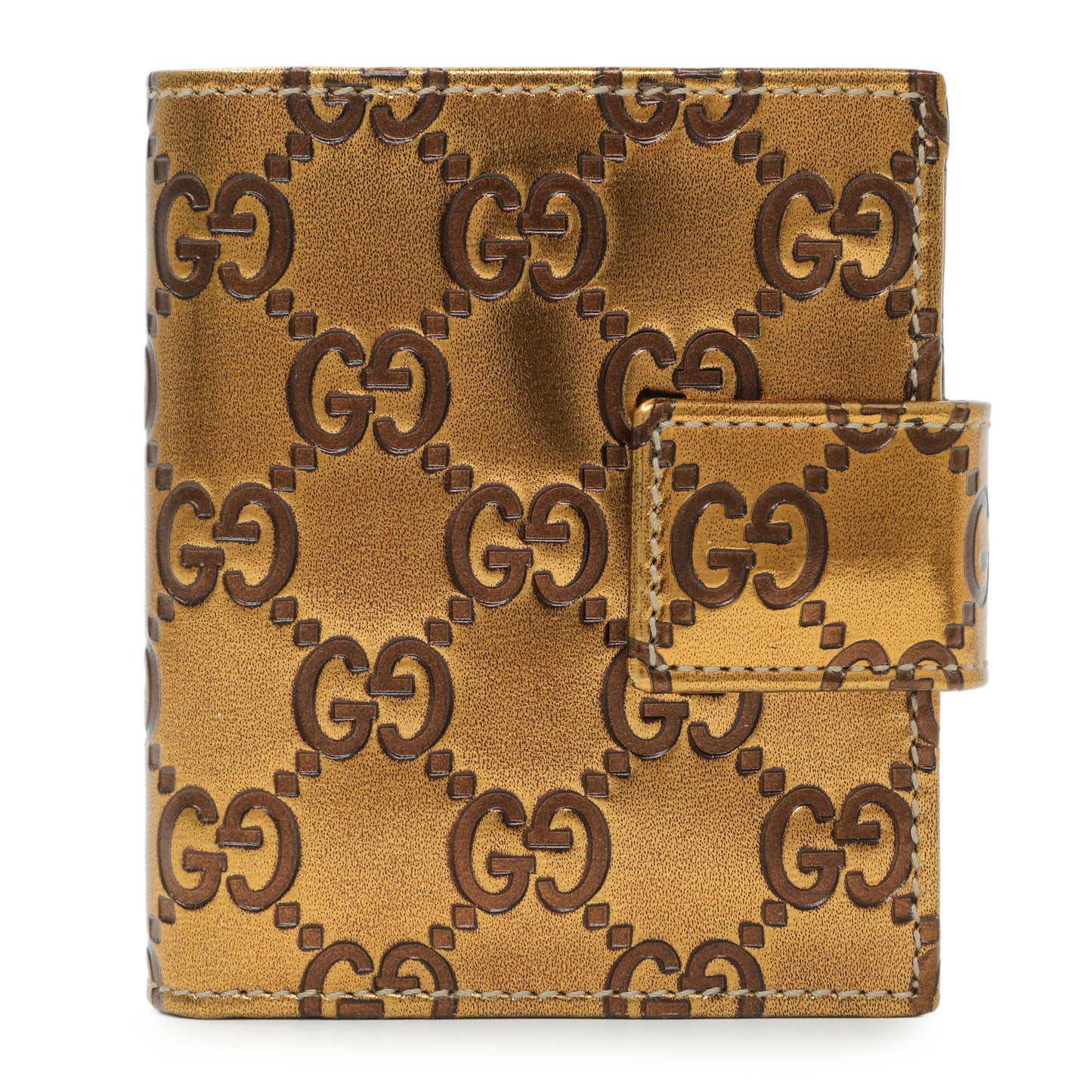 Exclusive Gucci Bronze Guccissima Compact Wallet — Front View