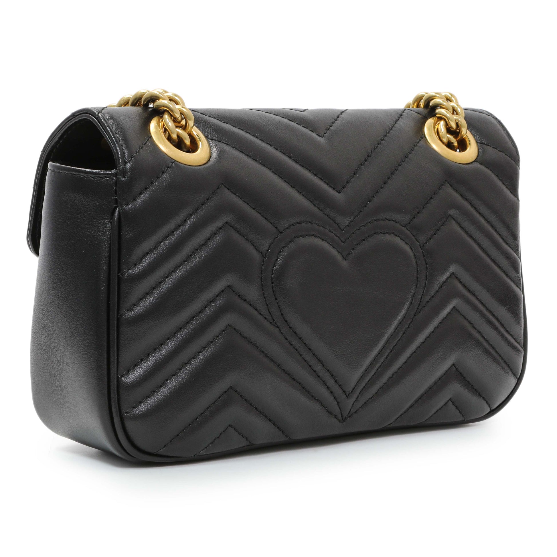 Exclusive Gucci Black Calfskin Matelasse Mini GG Marmont Shoulder Bag — Side View