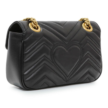 Exclusive Gucci Black Calfskin Matelasse Mini GG Marmont Shoulder Bag — Side View
