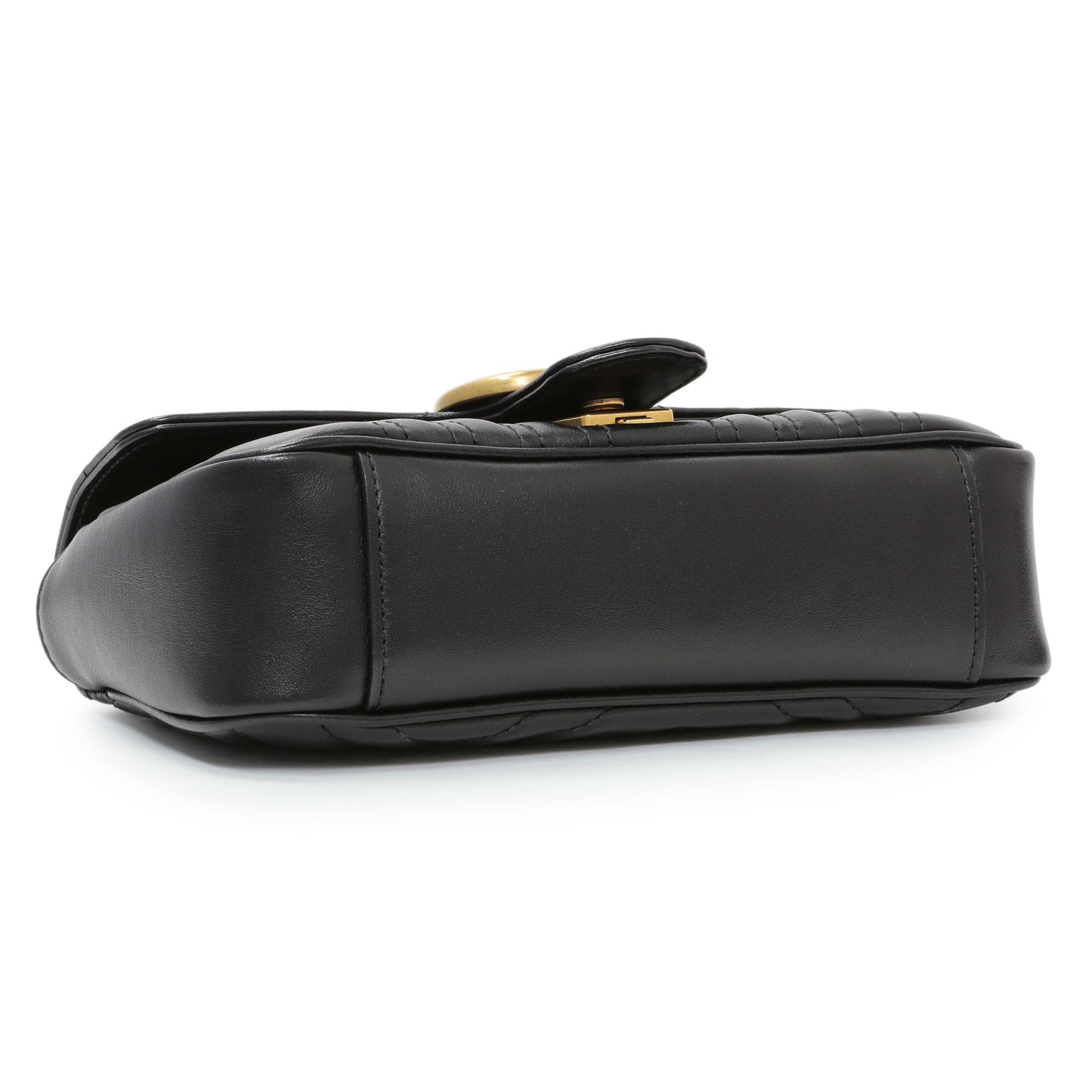 Exclusive Gucci Black Calfskin Matelasse Mini GG Marmont Shoulder Bag — Back View