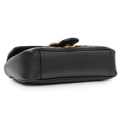 Exclusive Gucci Black Calfskin Matelasse Mini GG Marmont Shoulder Bag — Back View