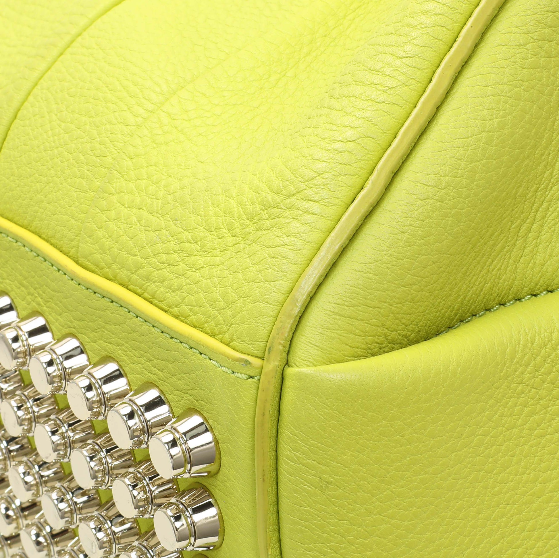 Exclusive Alexander Wang Lime Green Pebbled Lambskin Rocco — Detail View