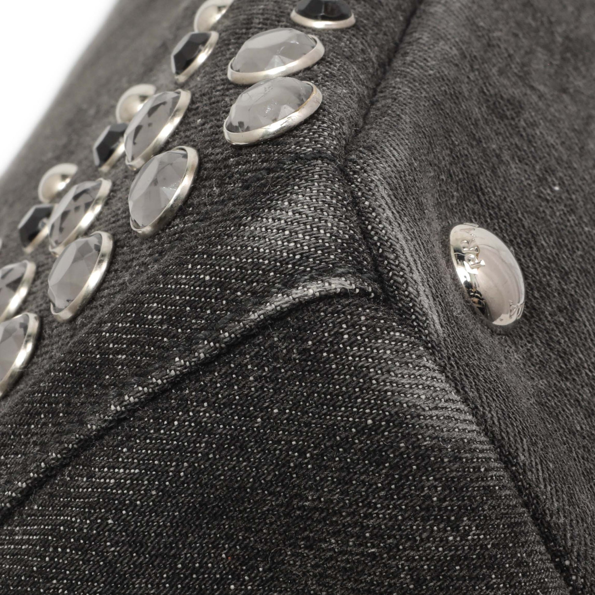 Exclusive Prada Grey Canapa Crystal Studded Tote — Top View