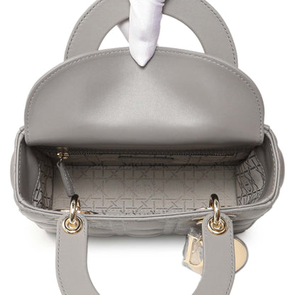 Exclusive Christian Dior Grey Lambskin Cannage Small My ABCDior Lady Dior — Top View