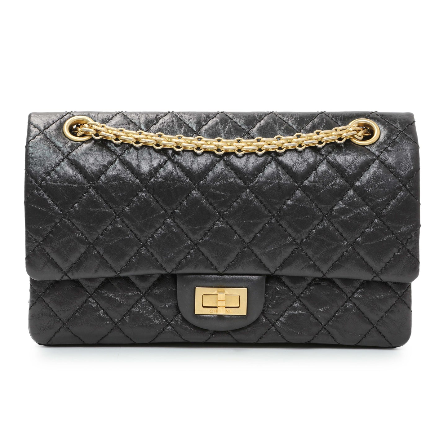 Exclusive Chanel Black Quilted Aged Calfskin 2.55 Reissue Flap 225 — Front View