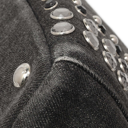 Exclusive Prada Grey Canapa Crystal Studded Tote — Detail View