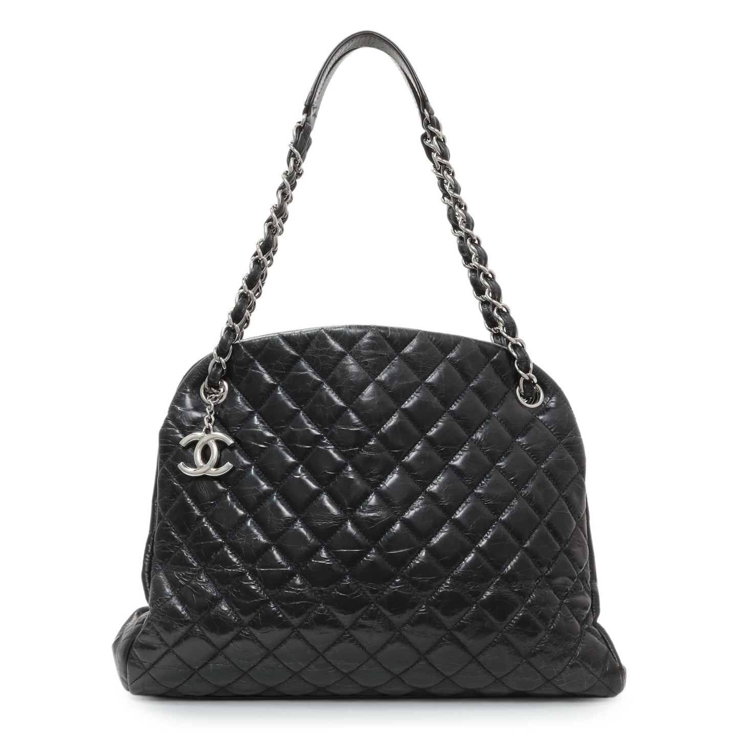 Exclusive Chanel Glazed Calfskin Quilted Large Mademoiselle Bowling Bag — Front View