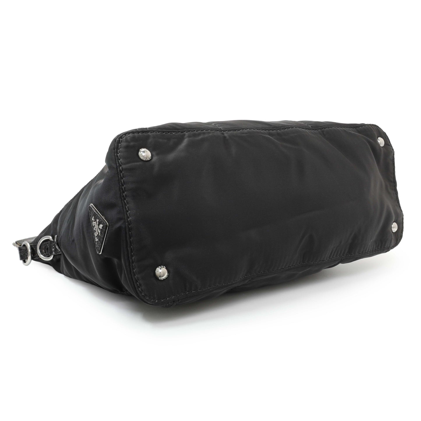 Exclusive Prada Black Nylon Frame Tote — Back View