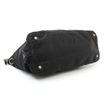 Exclusive Prada Black Nylon Frame Tote — Back View