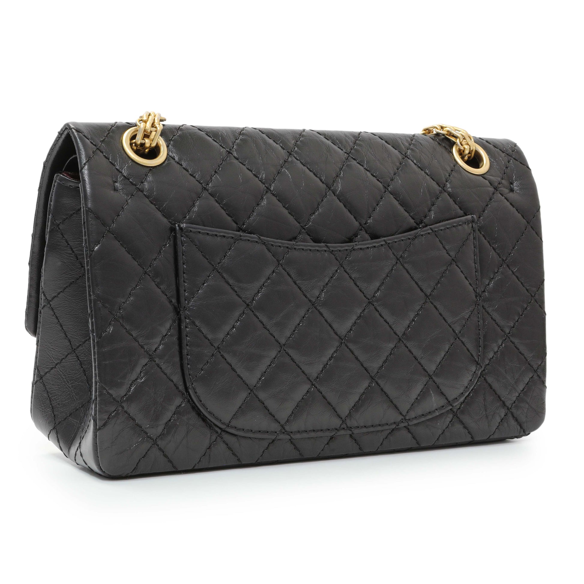 Exclusive Chanel Black Quilted Aged Calfskin 2.55 Reissue Flap 225 — Side View