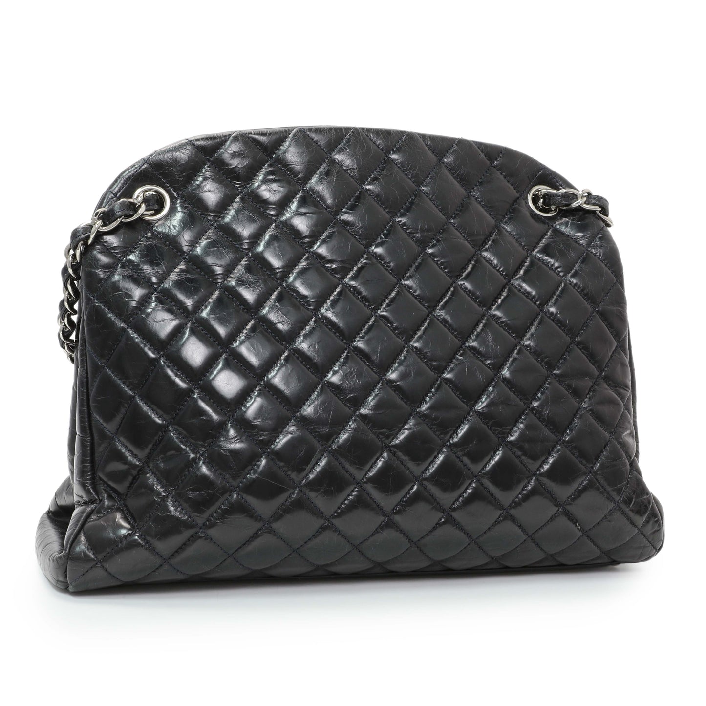 Exclusive Chanel Glazed Calfskin Quilted Large Mademoiselle Bowling Bag — Side View