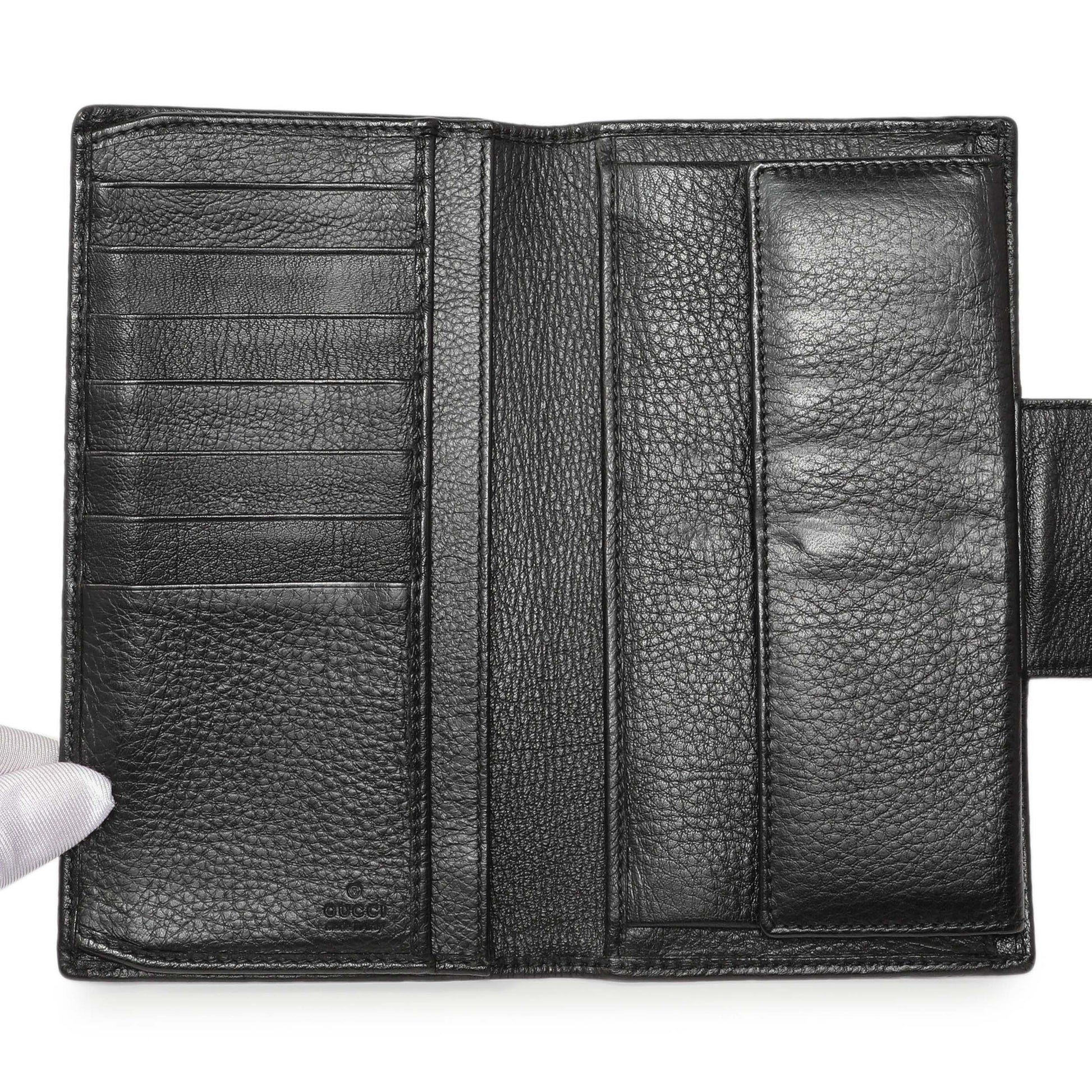 Exclusive Gucci Black Guccissima Web Long Wallet — Top View