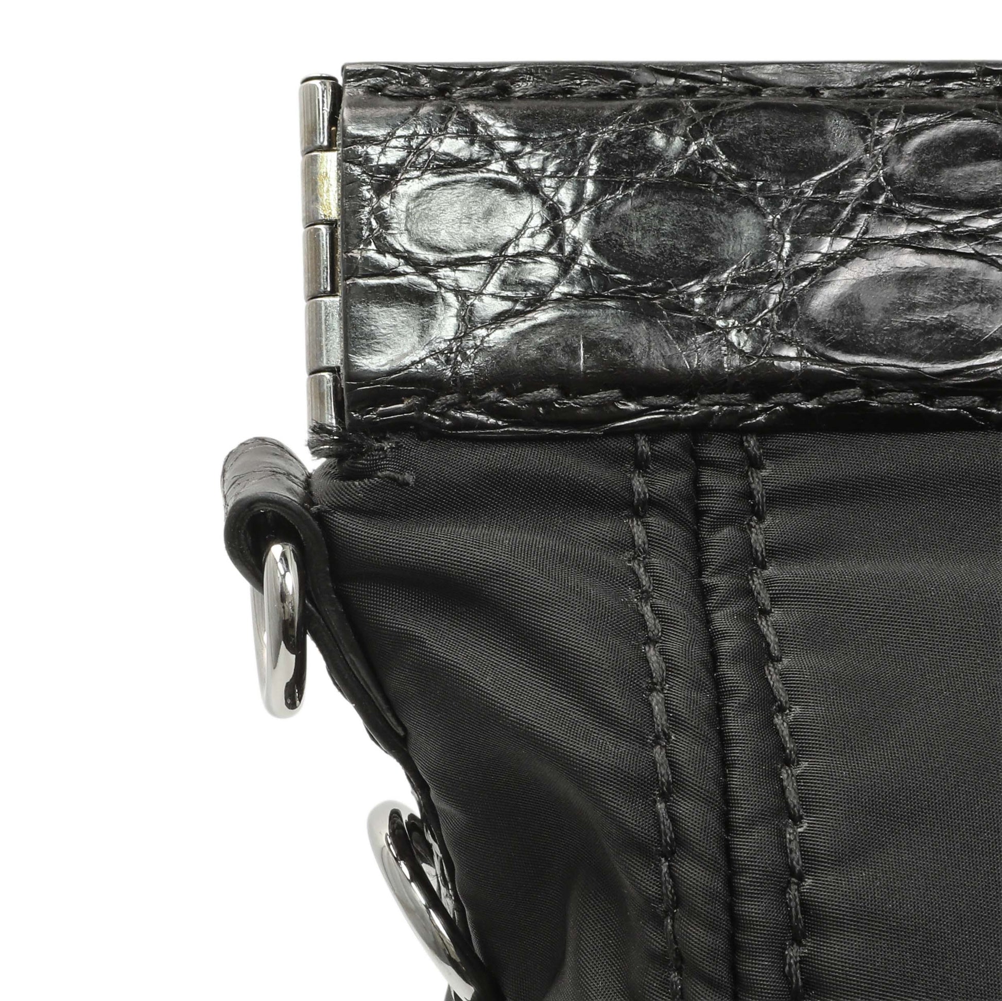 Exclusive Prada Black Nylon Frame Tote — Lifestyle View