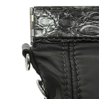 Exclusive Prada Black Nylon Frame Tote — Lifestyle View