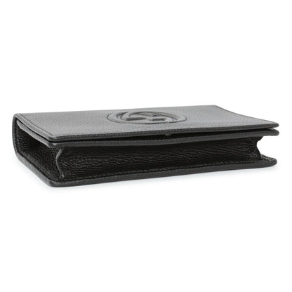 Exclusive Gucci Black Pebbled Calfskin Soho Wallet on Chain — Back View