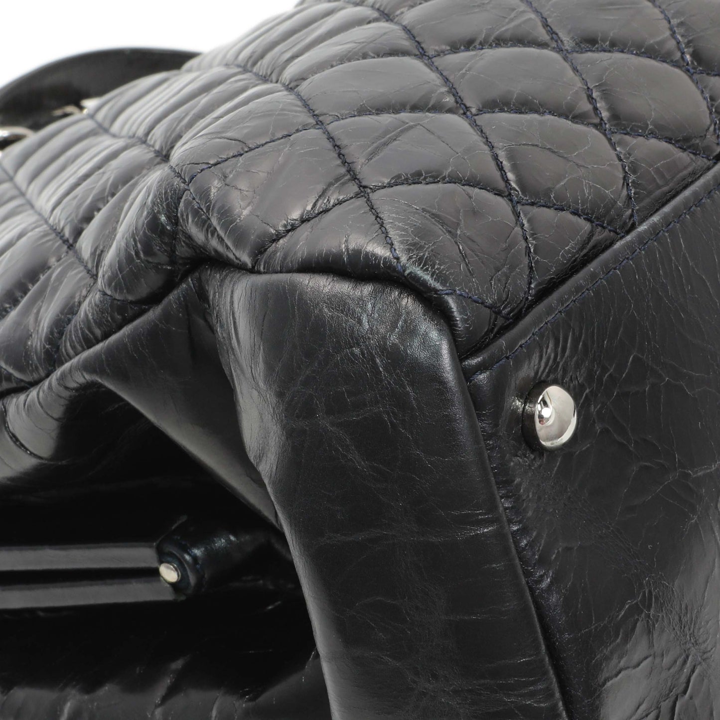Exclusive Chanel Glazed Calfskin Quilted Large Mademoiselle Bowling Bag — Top View