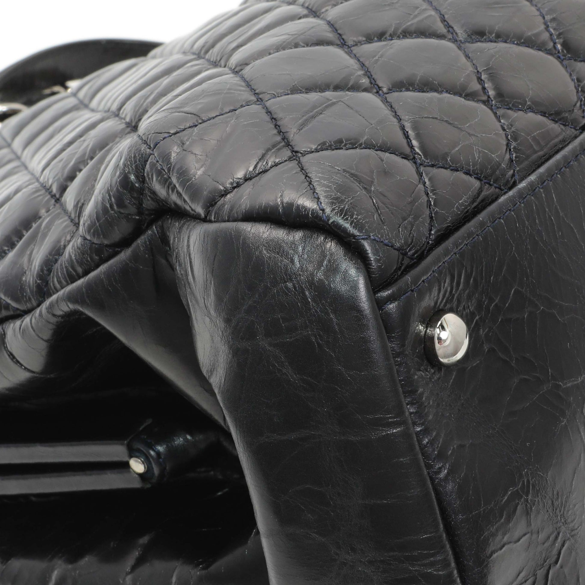 Exclusive Chanel Glazed Calfskin Quilted Large Mademoiselle Bowling Bag — Top View