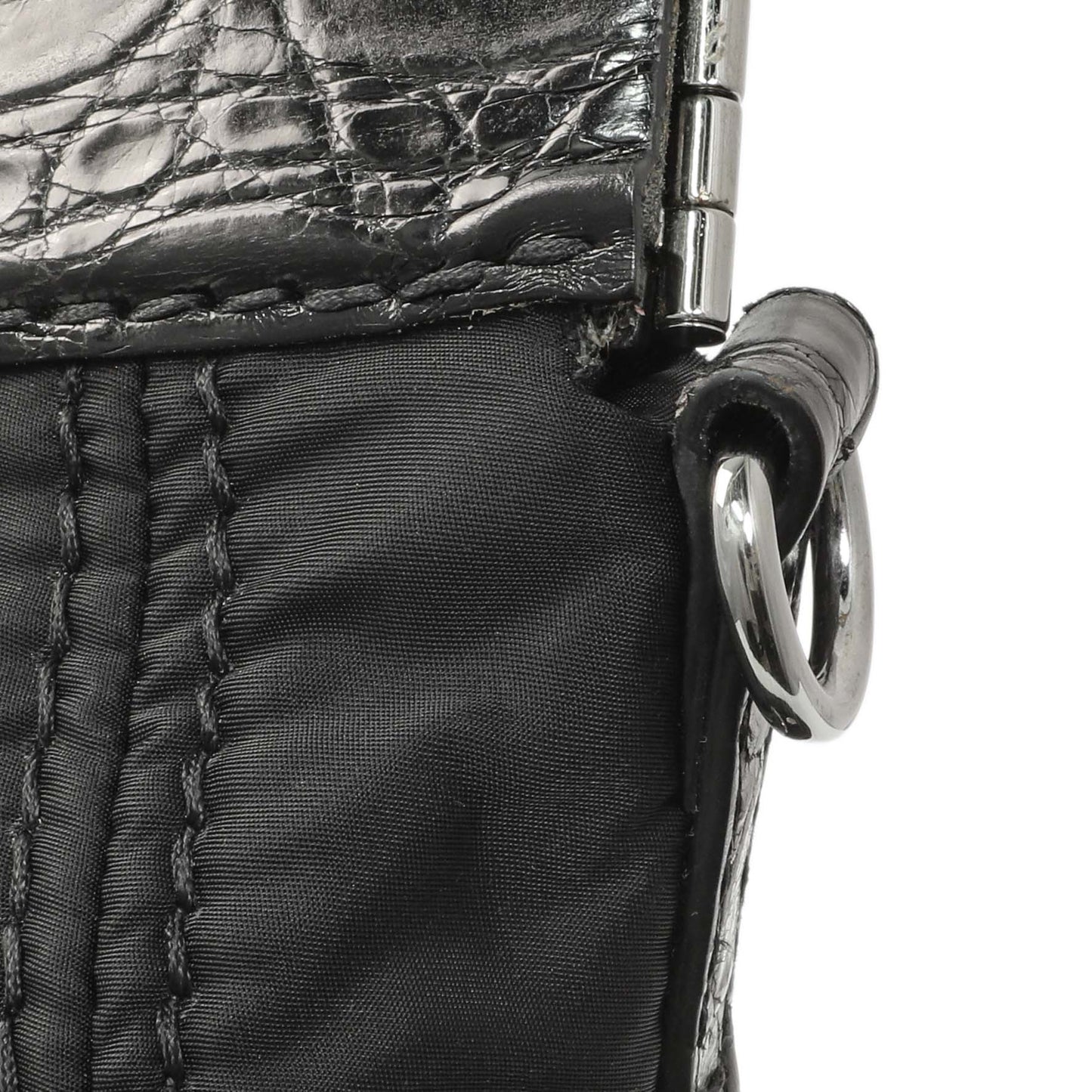 Exclusive Prada Black Nylon Frame Tote — Alternate View 7